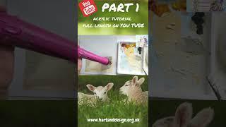 How to paint 'spring lamb in flower pot' in acrylics  || acrylic painting tutorial PART 1