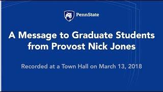 Message to Graduate Students from Provost Nick Jones