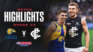 West Coast Eagles v Carlton Highlights | Round 23, 2024 | AFL