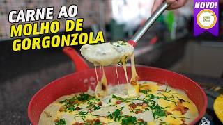 CARNE COM MOLHO DE GORGONZOLA | ESTROGONOFE DE CARNE COM QUEIJOS | COMO FAZER MOLHO COM QUEIJO #1187