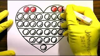 Drawing POP IT Heart Shape coloring video     3D New News Easy how to draw for Everyone Part 1