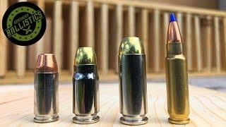 9mm vs .357 Sig vs 10mm vs 5.7x28mm vs Pine Boards