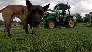 #29 John Deere 3046R used to spread gravel on a driveway, finish up the range