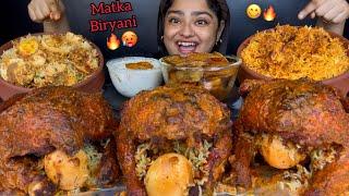 3 SPICY WHOLE ROAST CHICKEN BIRYANI WITH CHICKEN MATKA BIRYANI AND EGG MATKA BIRYANI | ASMR MUKBANG