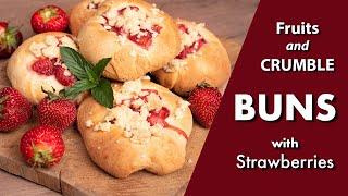 The Best Strawberry Buns with Crumble | Recipe for Sweet Buns | 359 Calories