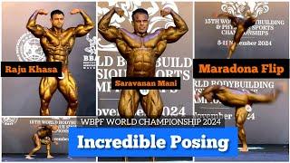 Saravanan Mani posing, Maradona Flip, Raju Khasa Unknown Bodybuilder | WBPF World Bodybuilding 2024