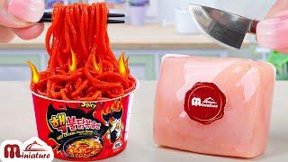 ️ Amazing Miniature Spicy Buldak Noodles With Fried Chicken Recipe | ASMR Cooking Mini Food
