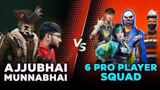 AJJUBHAI, MUNNABHAI VS 6 PRO PLAYER - FUNNY CLASH SQUAD - FREE FIRE HIGHLIGHTS