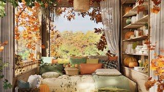 Cozy Autumn Porch Ambience Gentle Breeze, Nature Sounds & Rustling Leaves for Ultimate Relaxation