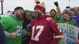 Commanders fans tailgate in Philly ahead of Eagles game