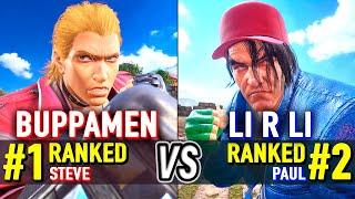 T8  BUPPAMEN (#1 Ranked Steve) vs LI R LI (#2 Ranked Paul)  Tekken 8 High Level Gameplay