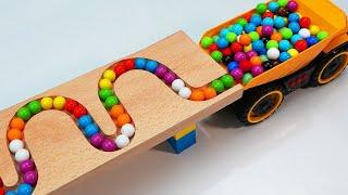 Marble Run ASMR Race HABA Slope & Dump Truck Excavator Ambulance Forklift Garbage Truck Tractors