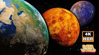 Data World: Our Solar System - Mercury, Venus, Earth and Moon | [4K HDR]