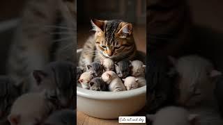 cute kitten takes care of her sisters until their mother comes home ️