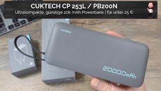 CUKTECH CP 253L / PB200N | Ultra-compact 20k power bank for iPad, iPhone + Samsung etc. | below 25 €