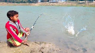 Best Fishing Video ~ Village Smart Boy Fishing With Hook ~ Traditional Hook Fishing