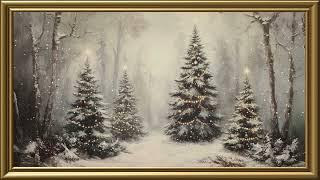 Vintage Christmas Greeting Card Painting | Gold Frame TV Art | Art Screensaver for TV 2 Hrs