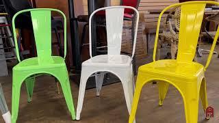 IN STOCK Welded Back Restaurant Chairs Indoor & Outdoor Wood and Metal Powder coated Table & Bases