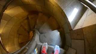 decending spiral stairs in Sagrada familia Tower