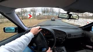 1993 BMW E36 318i 1.8 8V m40b18 113 HP - POV Test Drive, sound, and powersilde