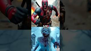 The battle between Elsa and deadpool zombie VS spiderman zombie,Joker and Harley Quinn zombie