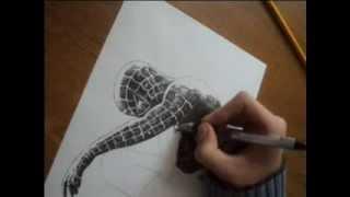 Человек паук-рисунок карандашом и ручкой