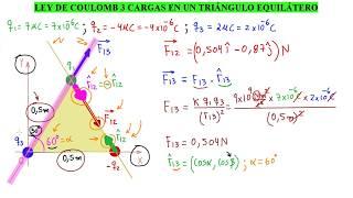  FUERZA ELÉCTRICA. 3 CARGAS con LEY de COULOMB EXPLICADA PASO A PASO [ ENTRA, ENTÉRATE Y APRENDE]