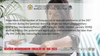 REVENUE MEMORANDUM CIRCULAR NO. 100 - 2023