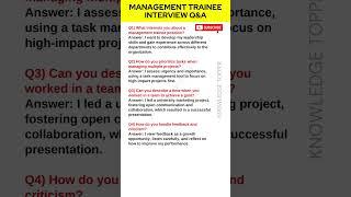 Management Trainee Interview Questions and Answers