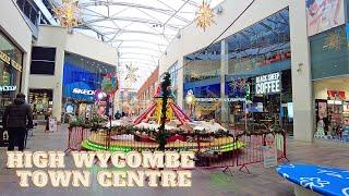 Christmas Walking Tour in High Wycombe Town Centre, High Street & Eden Shopping Centre | 4K HDR