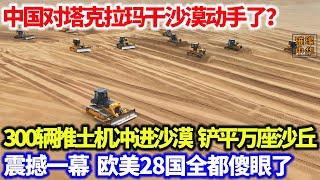 中国对塔克拉玛干沙漠动手了？300辆推土机冲进沙漠，一夜铲平万座沙丘，震撼一幕，欧美28国全都傻眼了！#中国制造 #沙漠 #工程