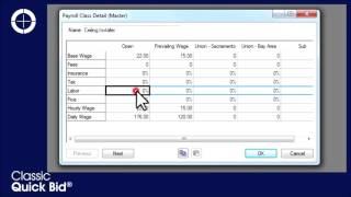Quick Bid : Setting Program Defaults & Options - Payroll Class