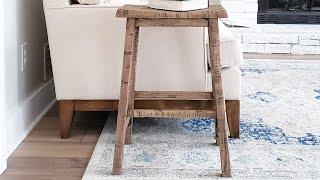 Craigslist Find DIY Rustic Elm wood bar Stool  #blessedlittlenest #diy #woodwork #sanding #woodstain