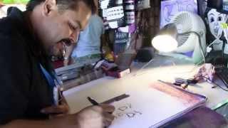 New Mexico State Fair Caricature Artist in Spanish Village Draws Girl