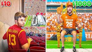 $10 VS $1000 COLLEGE FOOTBALL EXPERIENCE!!