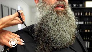 Young Man’s Incredible Grey Beard Gets Trimmed to Perfection