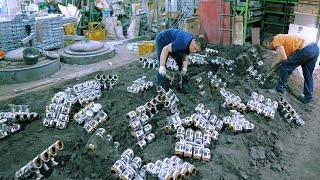 The process of making aluminum products. Old aluminum product manufacturing plant in Korea