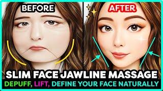 [5-MIN] SLIM FACE & SCULPTED JAWLINE MASSAGE (NO TOOLS!)DEPUFF, LIFT, DEFINE YOUR FACE NATURALLY