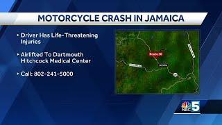 Motorcyclist hospitalized with life-threatening injuries