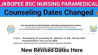 Jkbopee Bsc Nursing Counseling Dates Changed Round 3 Big Breaking| New Seat Matrix| | New Dates Here