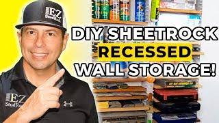 DIY Sheetrock Wall Recessed Storage by EZStudRack