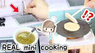 Let's make some MINI CREPES!? REAL WORKING doll house kitchen