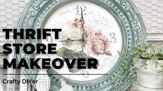 Clock Transformation - Thrift store flip | DIY Paint | Flora Parrisiensis Transfer | Crafty DIYer