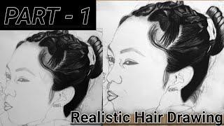 Hyper Realistic Drawing - Hair Drawing / Pencil Drawing Tutorial Step by step for beginners
