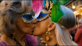 Clip Of Irresistible Lesbian Kisses Between Two Mature Women at a Mysterious Masquerade Ball