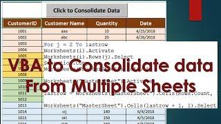 VBA to Consolidate data from Multiple Sheets - Excel VBA Example by Exceldestination