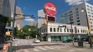 Downtown Atlanta Peachtree St The Coca-Cola Company Walk【4K60】Atlanta Georgia USA