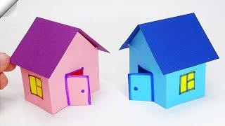 How to make Paper House without glue -for school project - Paper Craft DIY