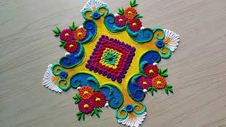 #1218 innovative rangoli designs with colours || satisfying video || Sand art