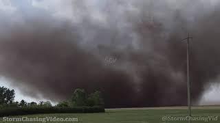 Large Tornado 200 meters away from chaser, High River, Alberta, Canada - 6/5/2021